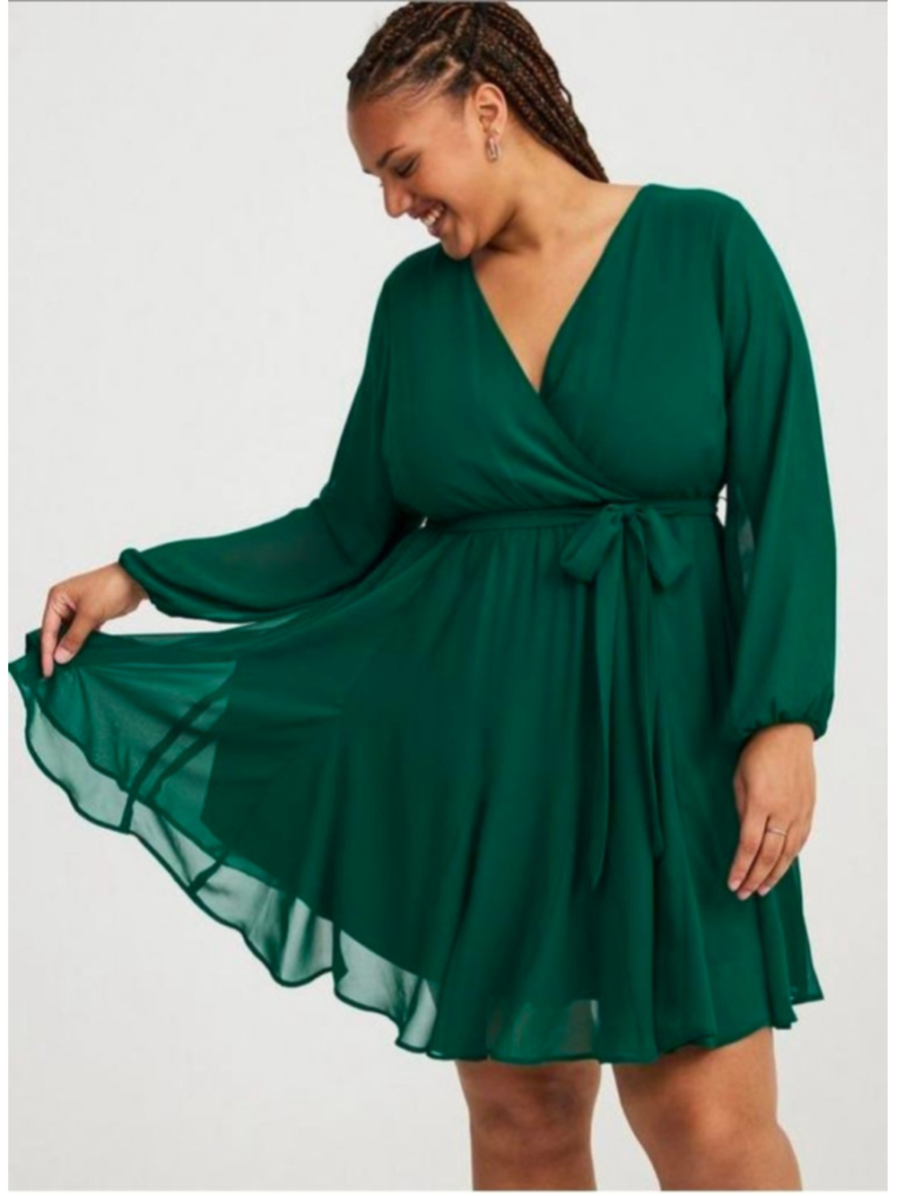NWT Torrid Mini Chiffon Surplice Godet Dress Size 00 (10-12) - Picture 5 of 6